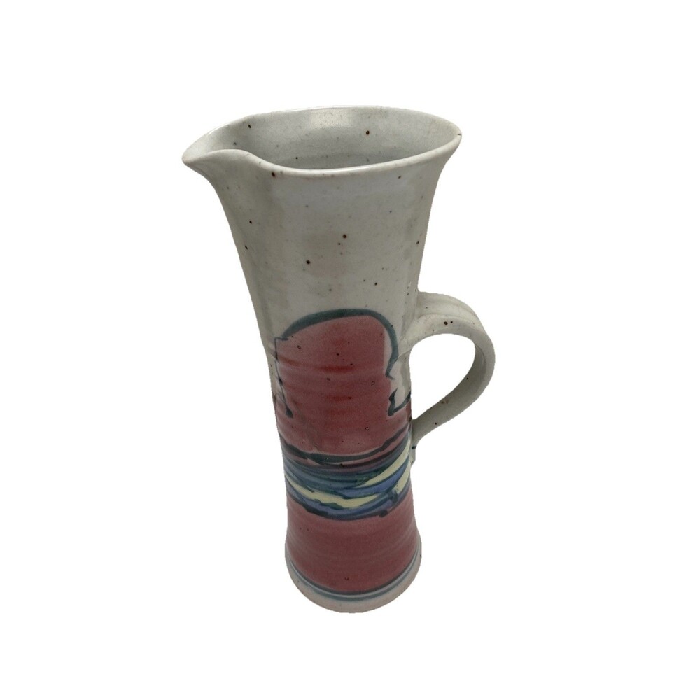 Studio Pottery Southwest Style Stoneware Pitcher Handcrafted Modernist Signed